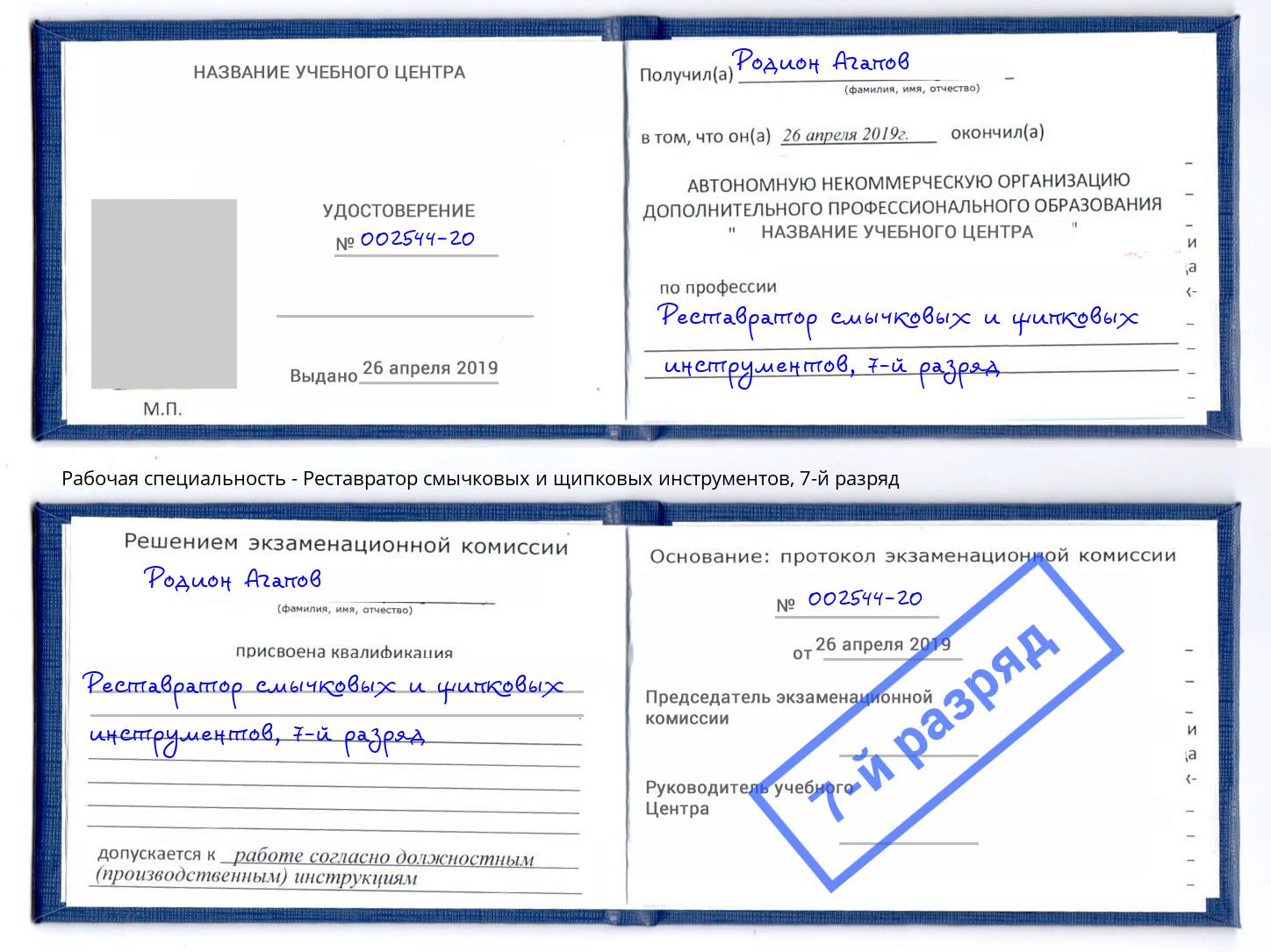 корочка 7-й разряд Реставратор смычковых и щипковых инструментов Заволжье