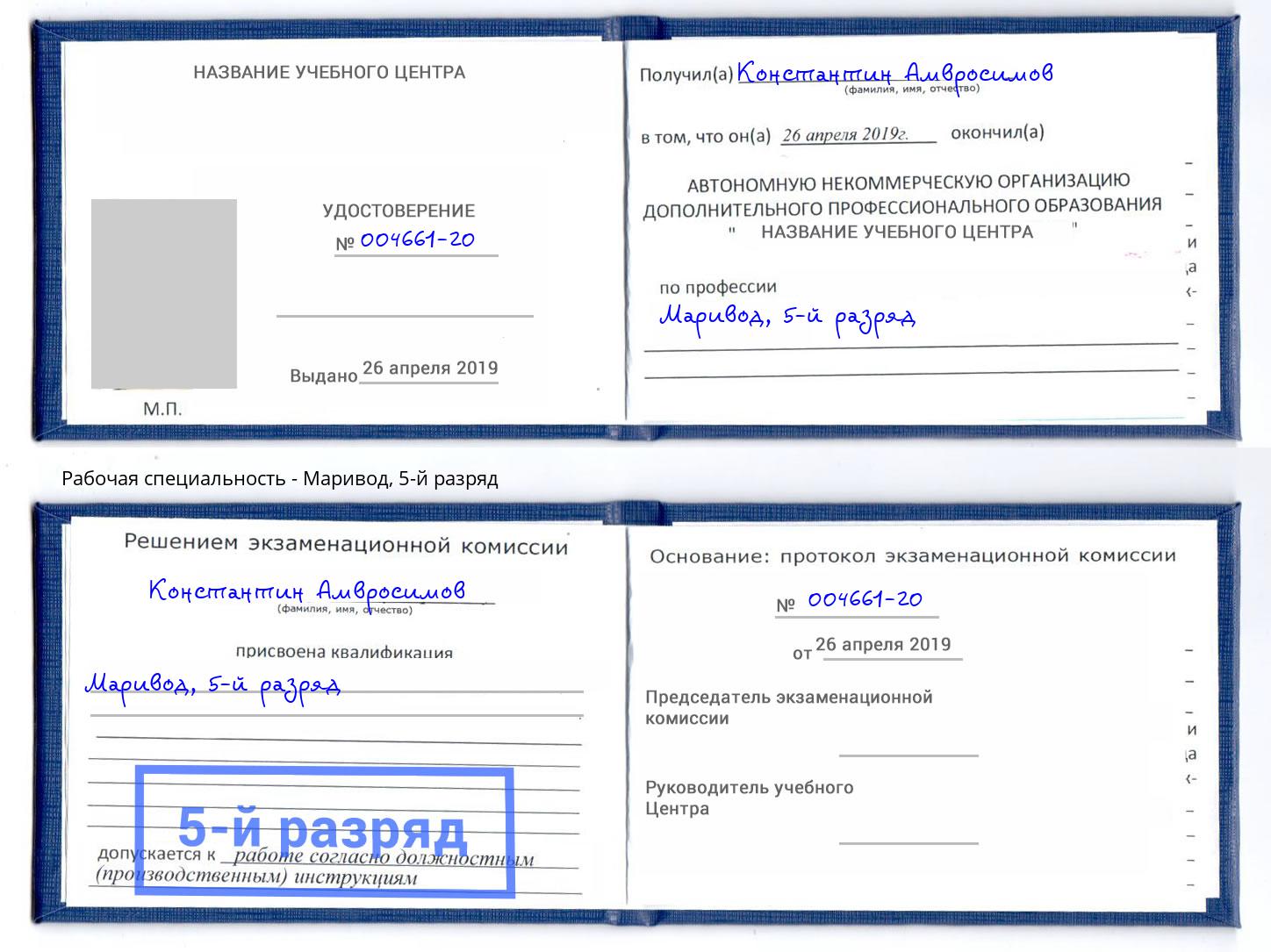 корочка 5-й разряд Маривод Заволжье